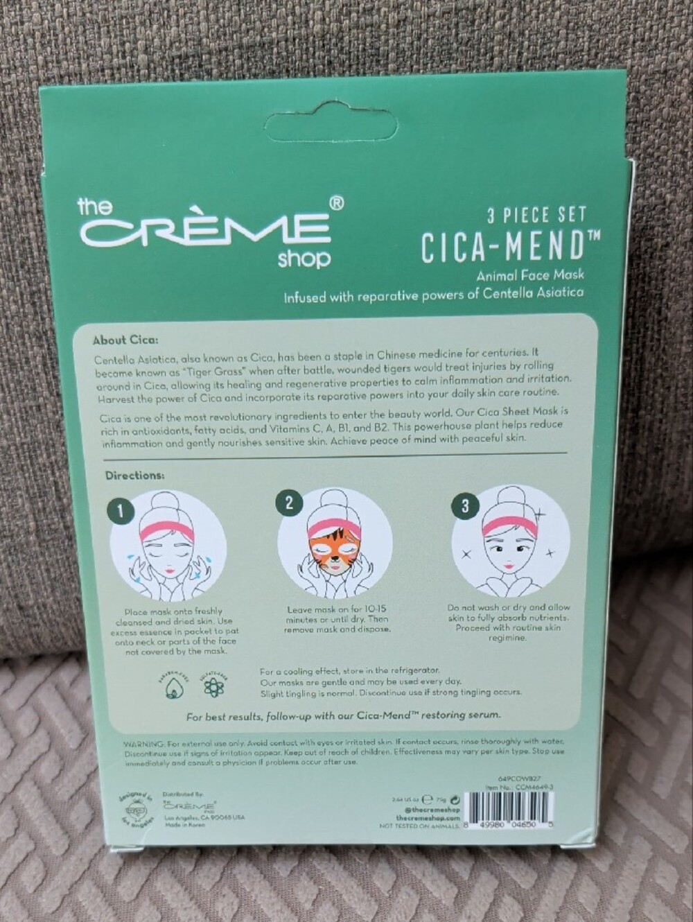 The Crème Shop CICA-MEND Animal Face Masks NIB - Picture 2 of 2